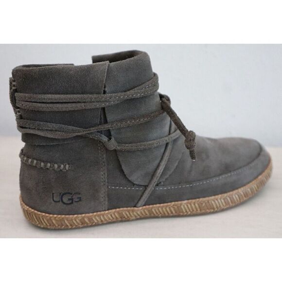 UGG 1019129 Woman’s Sz 5.5 Slate Soft Suede Reid Moccasin Booties - Picture 11 of 15